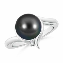 ANGARA Tahitian Pearl Solitaire Ring with Diamond for Women in 14K Solid Gold - £510.06 GBP