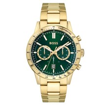 Hugo Boss HB1513923 Allure Mens&#39; Gold &amp; Green Stainless Chrono Watch + Gift Bag - £152.93 GBP
