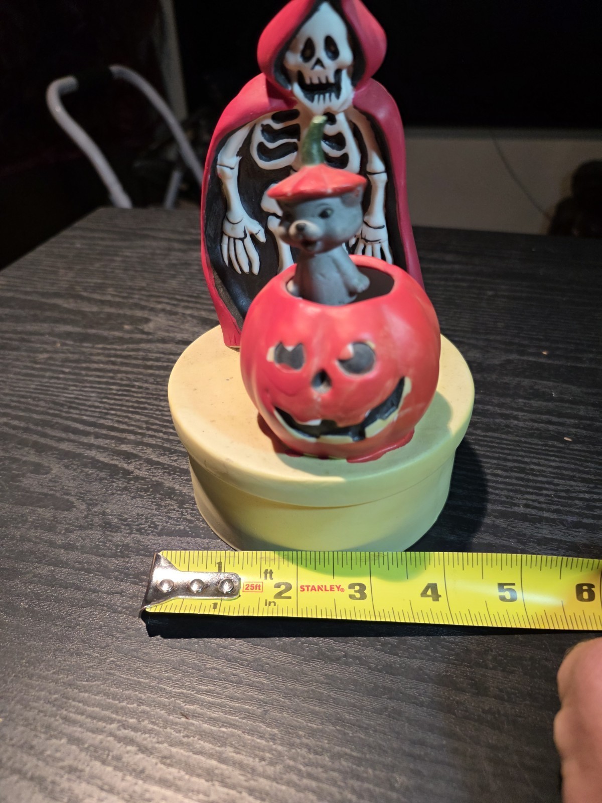 Phantom Of The Opera Skeleton Cat Jack-O-Lantern Animated Halloween Music Box Item image 15