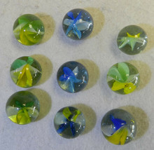 #13102m Vintage Group of 9 Single Line Corss Through Cat&#39;s Eye Marbles - $34.99