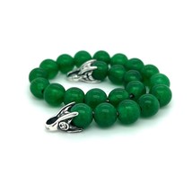 David Yurman Authentic Estate Green Onyx Prayer Bead Bracelet 8.5&quot; Silver DY438 - £198.26 GBP