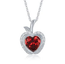 Enchanted Disney 1/10 CTW Diamond and Red Ruby Snow White Apple Pendant Necklace - £144.32 GBP