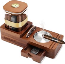 SEMKONT Cigar Humidor and Cigar Ashtray Set,Wooden Ashtray with Cigar Jar - £51.45 GBP