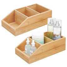 mDesign Bamboo Wood Compact Bathroom Storage Organizer Bin Box - 3 Divid... - $32.99