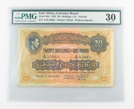 1942 Est Afrique 20 Shillings Ou 0.5kg (VF-30 PMG ) Currency Board £P-30A - £1,249.51 GBP