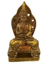 Vintage Gold Gilded Teaching Buddha 9x5 Inch With Embellishments Great Gift Idea - £27.84 GBP