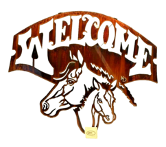Lazart Horse Welcome Sign 20 inch Metal Decorative Laser Cut Wall Art Rustic - £39.23 GBP