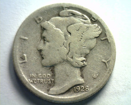 1928-S Mercury Dime About Good / Good AG/G Nice Original Coin Bobs Coin 99c Ship - £4.05 GBP