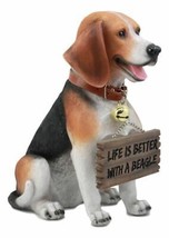Ebros Beagle Welcome Greeter With Jingle Collar Sign Statue 12&quot;H Dog Home Decor - £43.41 GBP
