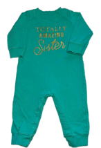 Baby Girl 9 month Romper one piece Carters Green Sister - $2.96