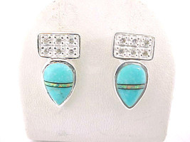 Designer ROX Sterling Silver Drop EARRINGS with TURQUOISE, Opal inlay an... - $45.00