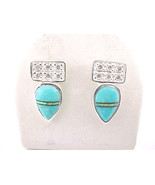 Designer ROX Sterling Silver Drop EARRINGS with TURQUOISE, Opal inlay an... - $45.00