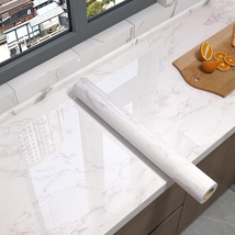 White/Gray Glossy Marble Contact Paper Wallpaper 23.6"X197" Peel and Sti... - $40.73