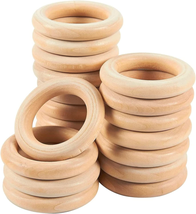 20 Pack Unfinished Natural Wood Rings for Crafts,  Projects, Jewelry Making, DIY - £12.93 GBP