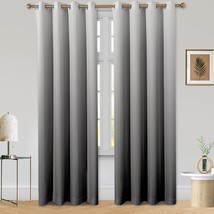 Homeideas Grey/Gray Ombre Blackout Curtains 52 X 84 Inch Length Gradient Room - £33.61 GBP