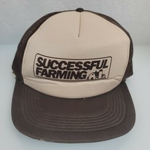 Vtg Successful Farming Brown Tan Snapback Mesh Trucker Hat Cap - $17.81