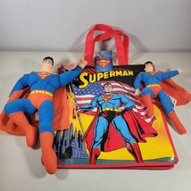 Superman Lot of 3 Tote Bag With Tags Plush 13.5&quot; and 5.5&quot; Tall - £14.92 GBP