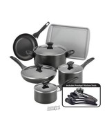 Farberware- 15-Piece Non-Stick Cookware Set Black Oven safe to 350°F - £68.13 GBP