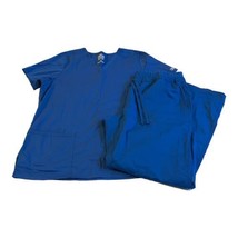 Royal Blue Top +  Pants Cherokee Workwear Core Stretch Scrub Set Size Large - £29.40 GBP