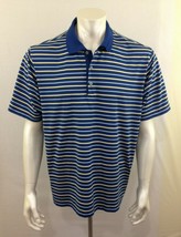 Adidas Climalite Men&#39;s Blue Yellow Striped Polyester Golf Polo Shirt Siz... - $150.53 MXN