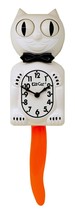 Limited Edition White Kit-Cat Klock Black Bow Tie and Orange Tail Clock - £74.53 GBP