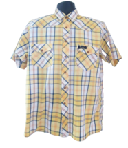 Rivers Australia Men’s Yellow &amp; White Check Short Sleeve Shirt Size S VTD - £15.62 GBP