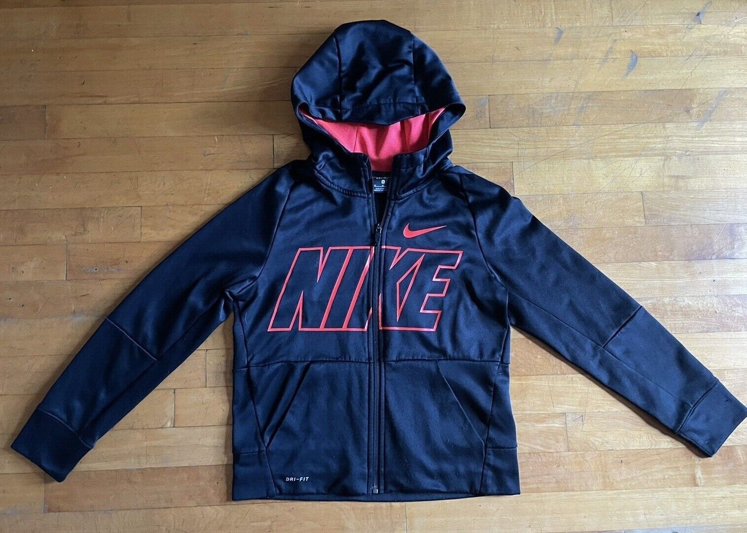 Nike Dri-FIT Youth Size Medium Activewear Jacket Black & Red - £13.19 GBP