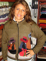 Embroidered folklorical peruvian Cardigan,Alpaca wool - $129.00