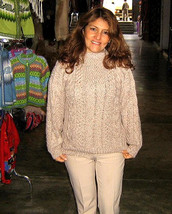 Crew Neck sweater of Alpaca wool, cable pattern  - $89.00