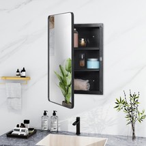 The 16 X 24 Inch Mirror-Sized Plastic Black Medicine Cabinet Has A Bevel... - $139.94