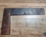 Antique / Vintage STANLEY? Try Square Wood Handle Brass Trim Measuring Tool - $15.99