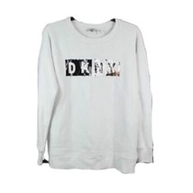 DKNY Womens Sport Sequin Logo Long Line Sweatshirt Size Medium Color White - £65.68 GBP