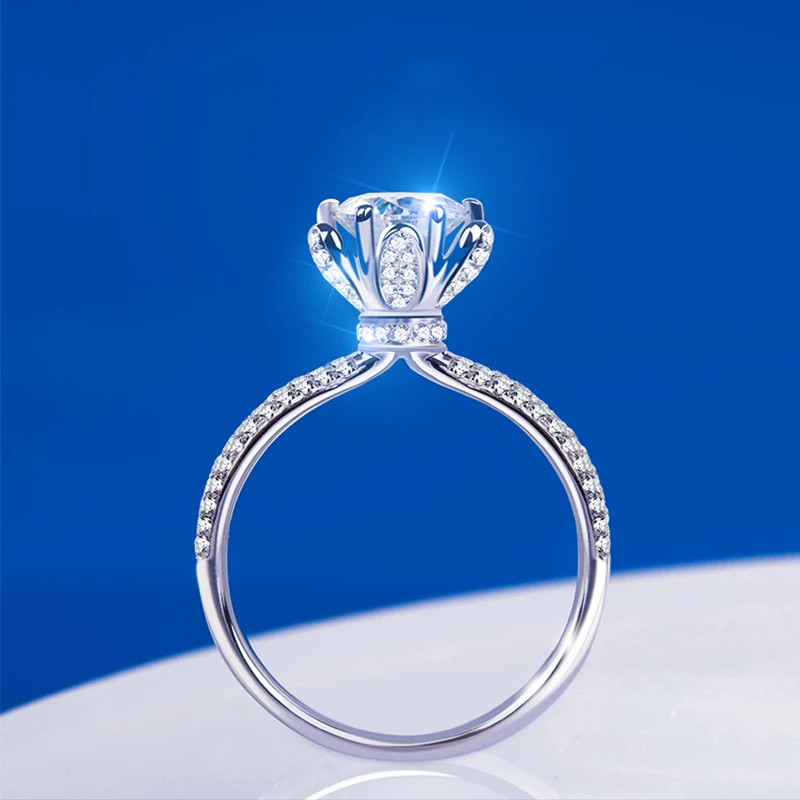 Women Moissanite Engagement Ring 100% 925 Sterling Silver 1ct 2ct VVS1 Moissanit - £73.37 GBP