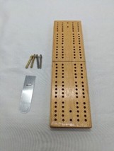 Vintage Milton Bradley Wooden Cribbage Board With Metal Pegs 7 1/2&quot; X 2&quot; - £14.78 GBP