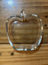 Vintage Clear Glass Apple Shape Serving Plate with Stem - $7.92
