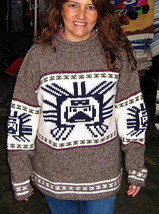 Gray Sweater, large Inka symbol, Alpacawool  - $85.00
