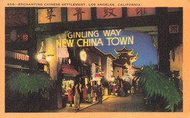 Ginling Way New Chinatown Los Angeles CA Postcard Vintage PM 1951 to Ohio E28 - £5.55 GBP