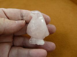 (Y-PEN-570) little pink PENGUIN gemstone Ice BIRD gem figurine carving p... - $19.99