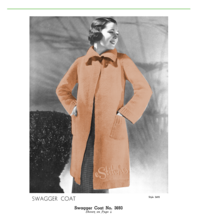 1930s Knit Swagger Sweater Coat, Knee Length, Collar - Knit pattern (PDF 3693) - $3.75