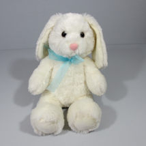Aurora White Rabbit 14 inch Plush Blue Bow Easter Spring Stuffed Animal Bunny - £12.84 GBP