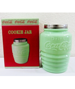 New Coca-Cola Cookie Jar Handmade Jade Glass with Box - $162.40 CAD