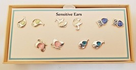 Bay Studio Stud Back Earrings 5 Pair Sensitive Ears Birds Elephants Fish Owls - £14.18 GBP