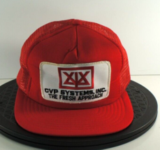 Vintage Snapback Trucker Hat Cap Red Patch CVP Systems Inc Fresh Approach Taiwan - £9.05 GBP