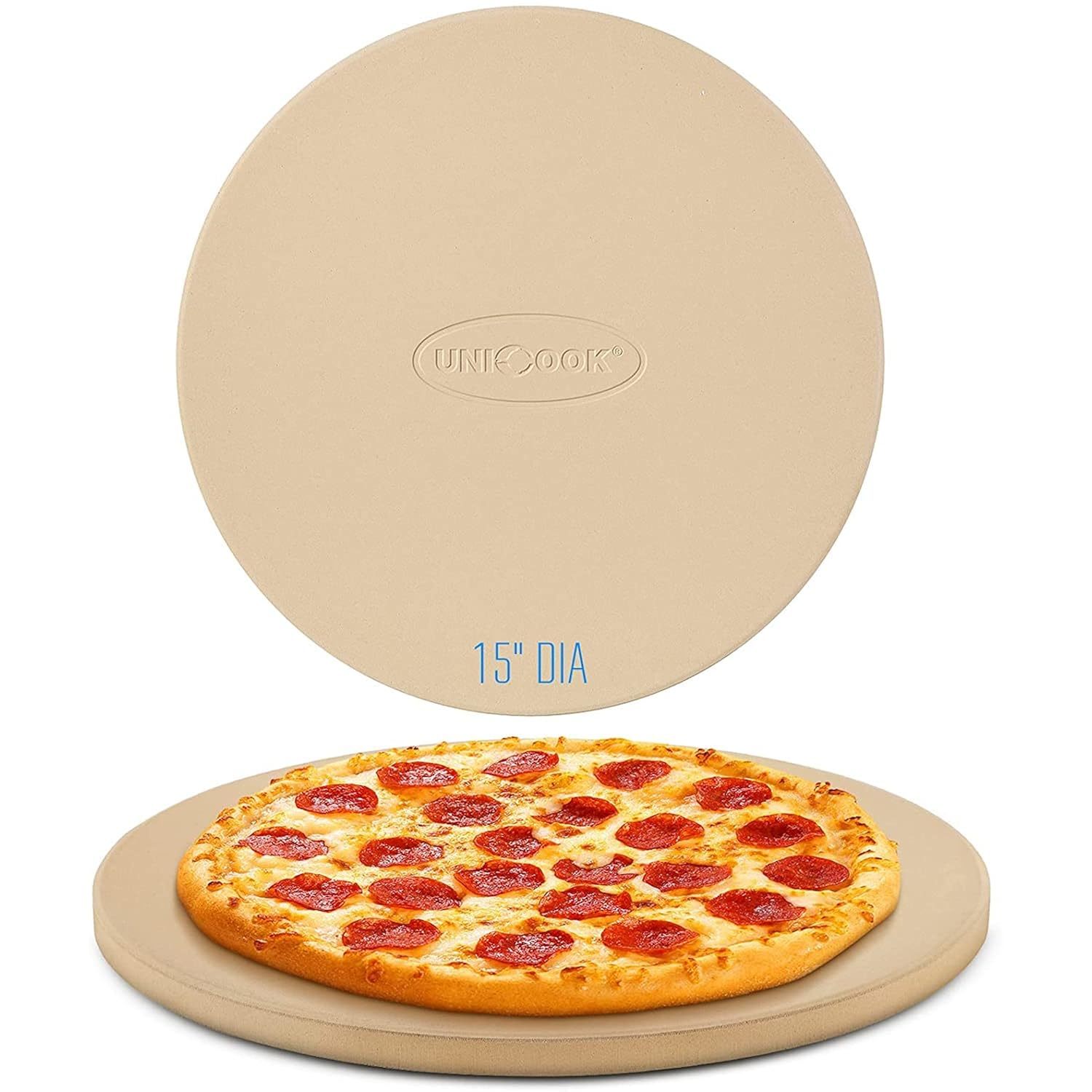 Pizza Stone For Grill Oven, 15 Inch Round Baking Stone, Heavy Duty Cordierite Pi