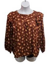 Madewell Womens XL Ladder Trim Ruffle Top Ditsy Print Bouquet Cottage Core - $13.86