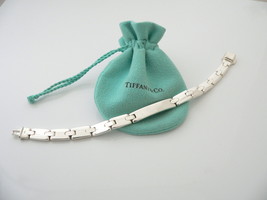Tiffany &amp; Co Silver Rectangle ID Link Bracelet Bangle Gift Pouch Personalize - £467.07 GBP