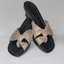 Italian Made Sandals DONALD J PLINER Slide Heel Women’s 8M Woven Gold Knot Thong - £58.88 GBP