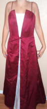 Alfred Angelo Burgundy Formal Dress 8 Full Length Sleeveless With Wrap Wedding - £82.68 GBP