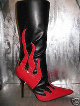 Flame Fire biker Devil satan Halloween hot rod stiletto boot 10 UK8 40 VLV - £145.90 GBP