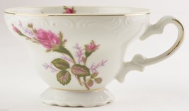 Made In Japan China Moss Rose Pattern Footed Cup Pink Floral Gold Trim Tableware - £9.08 GBP